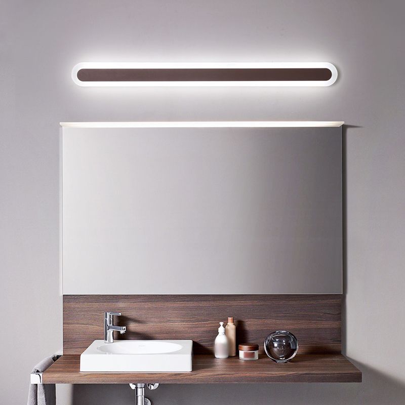 Povetul Modern Linear Vanity Wall Lamp, White/Brown, Bathroom