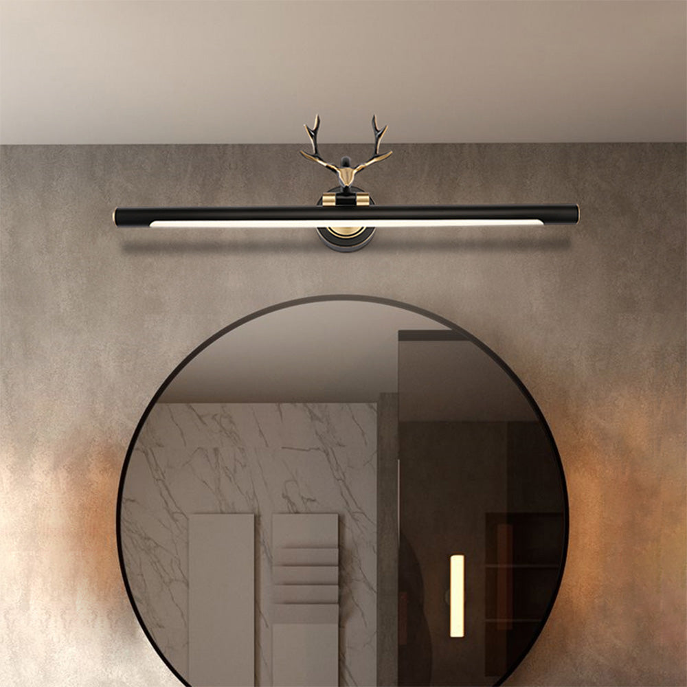 Wogudak Decorative Deer Mirror Front Vanity Wall Lamp, Black/Gold