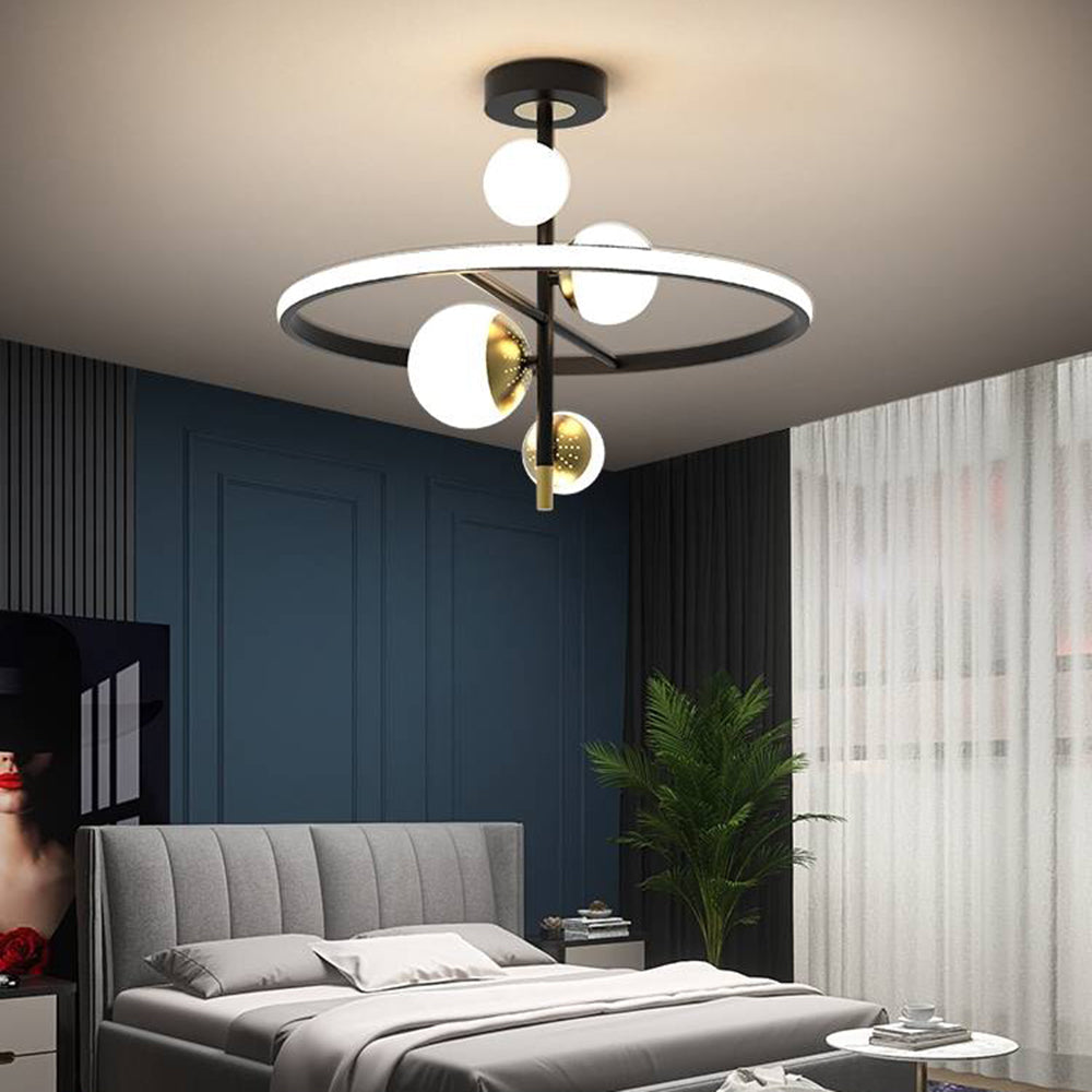 Resilak Semi-Flush Mount Ceiling Light, Gold & Black, 2 Style