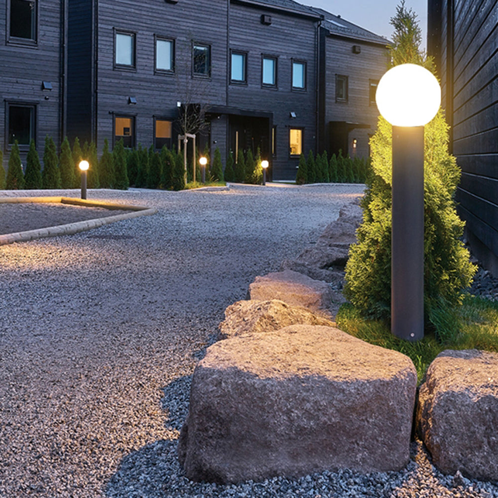 Wodivol Modern Metal Circular Lamp holder Outdoor Path Light, Black