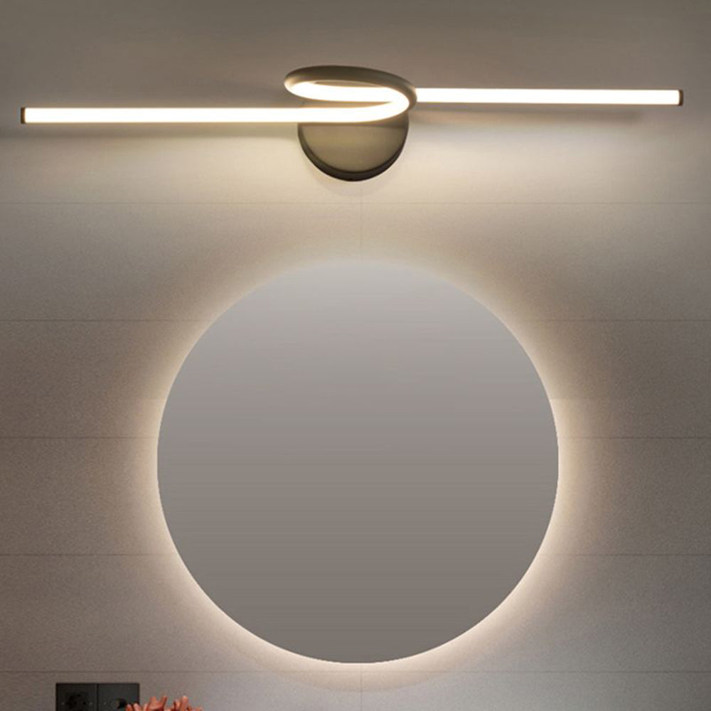 Hamutol Modern Arc Wall Lamp, Silver, Metal/, Front Mirror Vanity