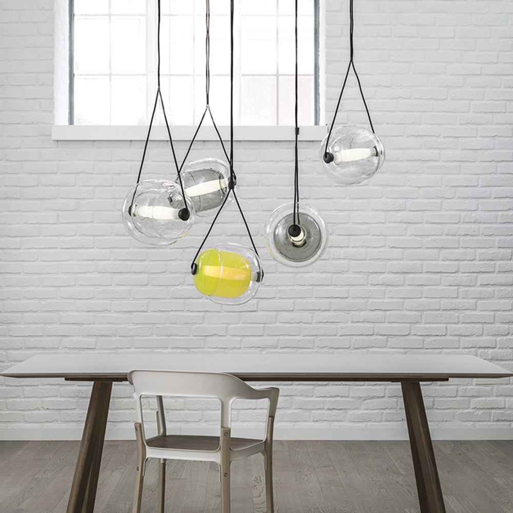 Tagupos Modern Bubble Glass Pendant Light, Blue/Yellow/Pink/Smoky Grey/White/Clear