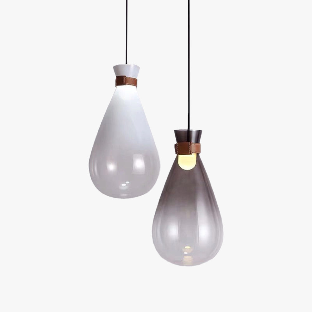 Jaroduk Minimalist Teardrop Shaped Glass Pendant Light, Smoke Gray/White