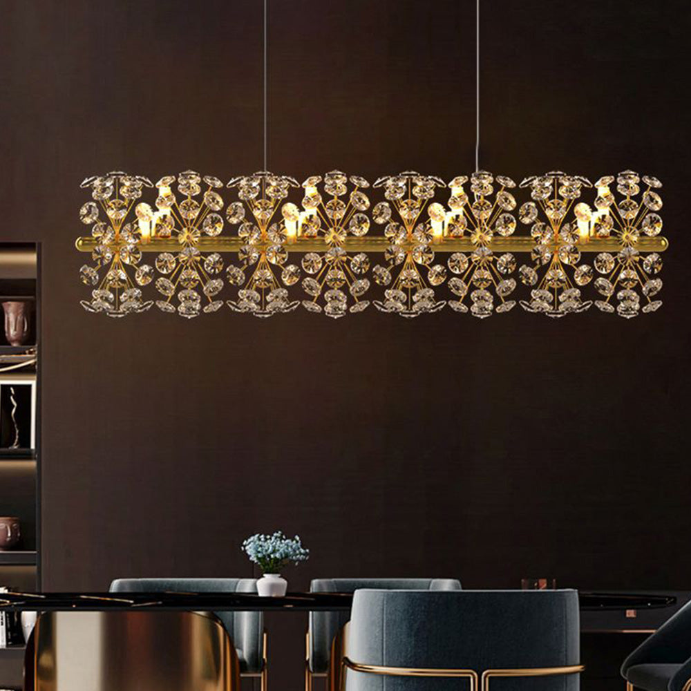 Copulod Luxury Lineal/Flower Chandelier, Gold, Metal/Crystal