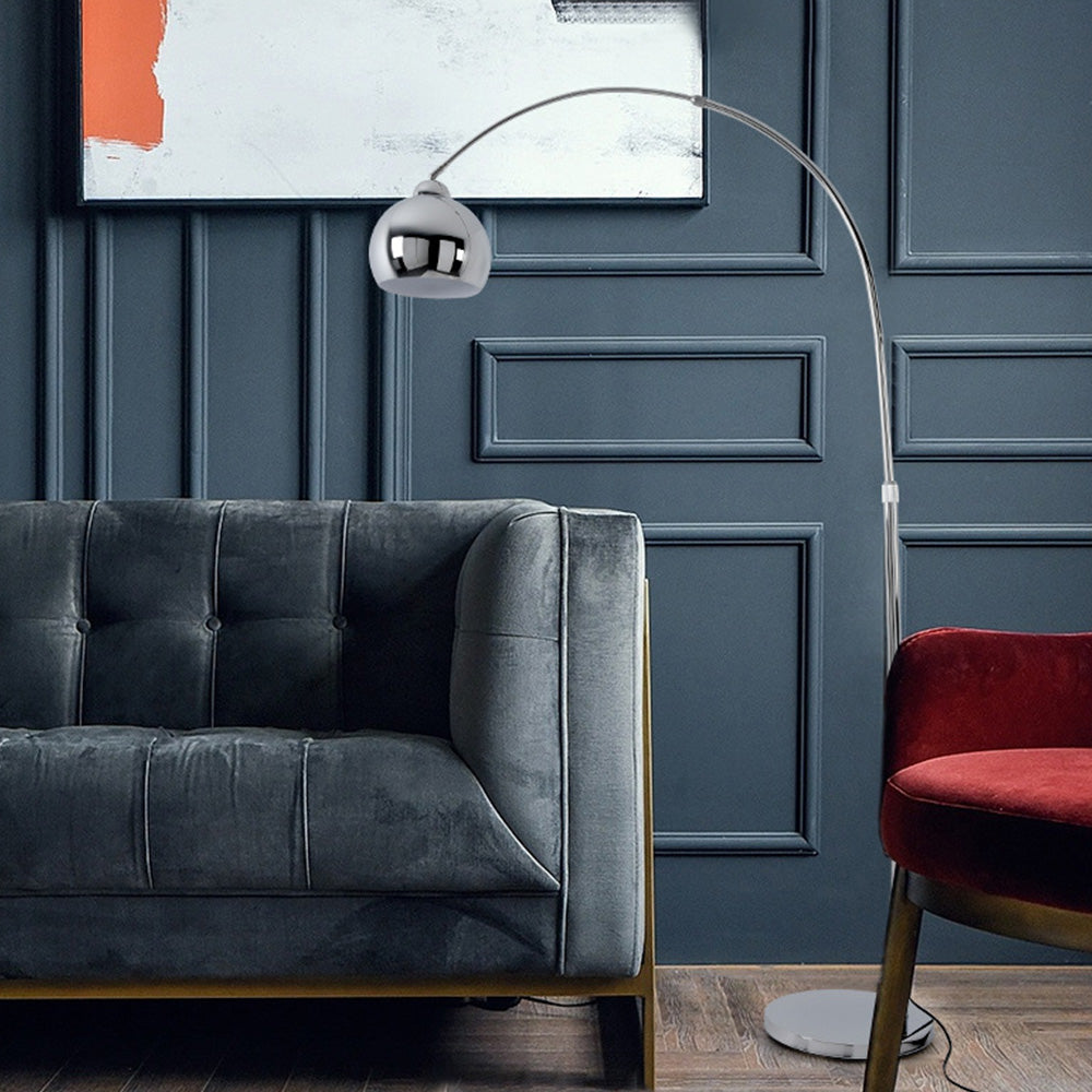 Kabanul Modern Arc Metal Floor Lamp, Chrome, Study/Bedroom