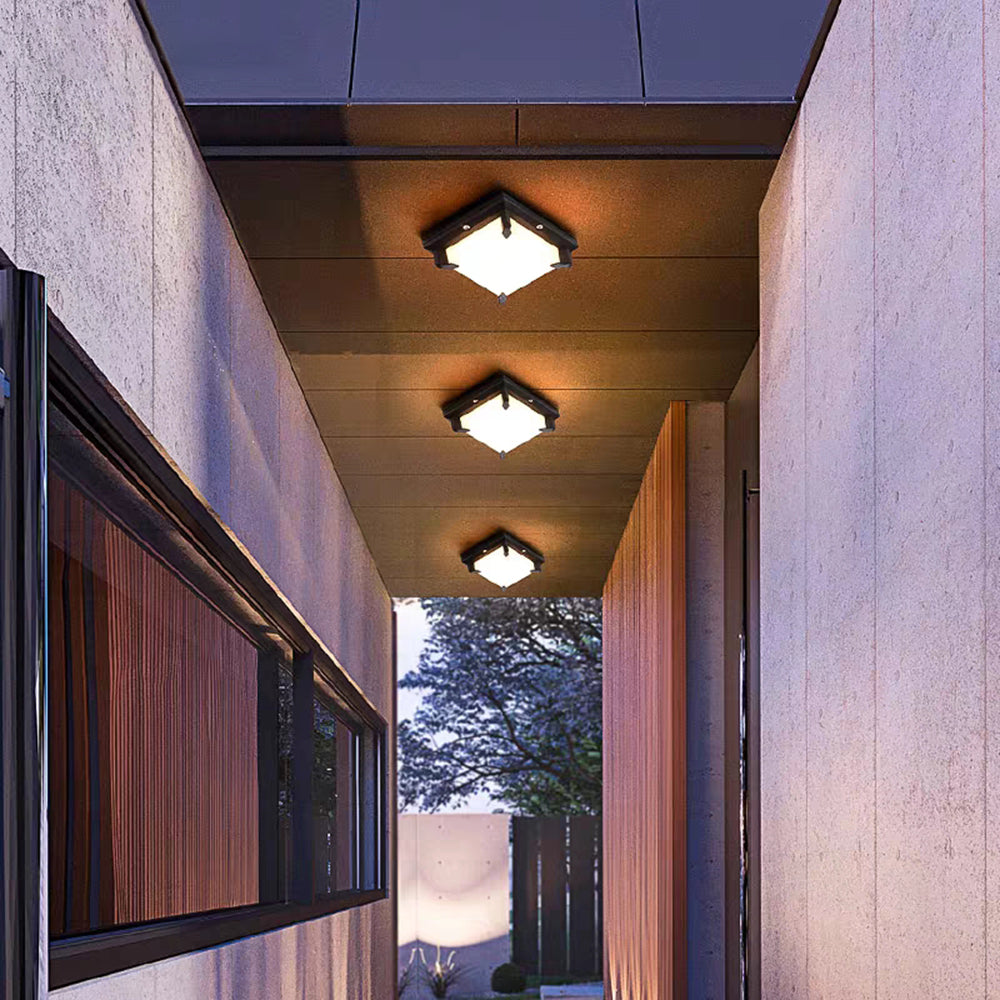 Jesutul Modern Flush Mount Ceiling Light, Metal/, Square/Round, Black/Brown