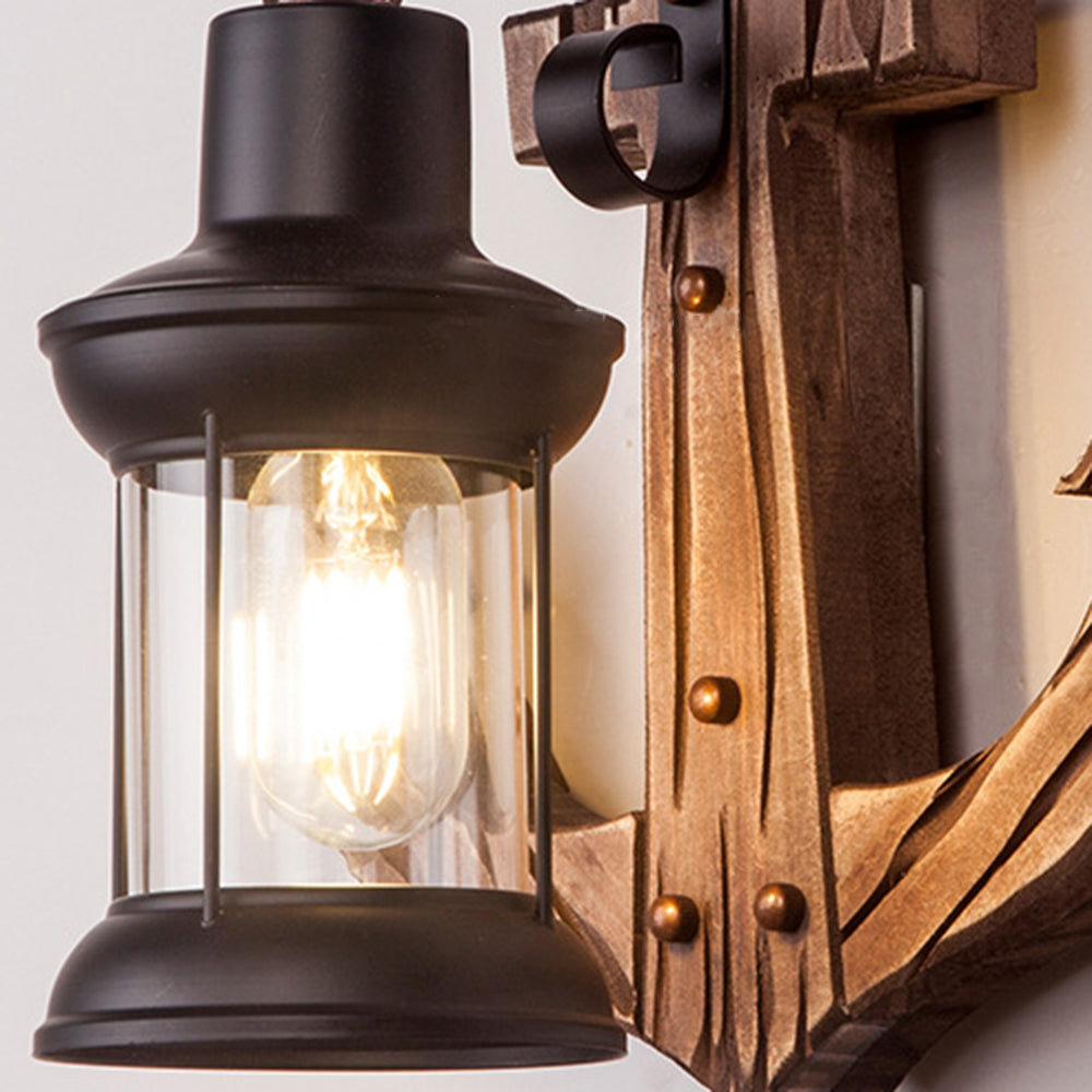Ceturan Anchor Lantern Wall Lamp, Vintage/Antique, Wood, Bedroom