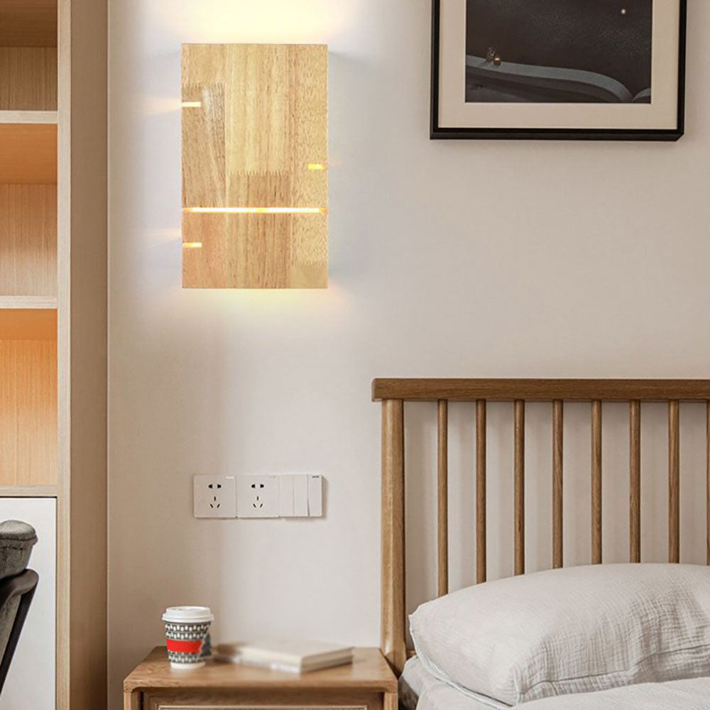 Vitikot Wall Lamp Rectangular Minimalist, Mounted Bedside, Wood, Bedroom