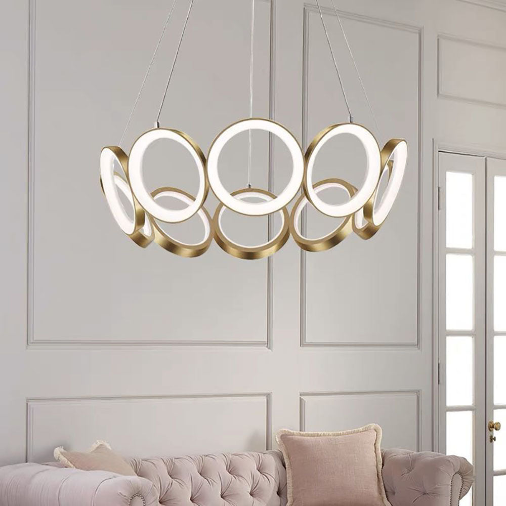 Sapikot Luxury Ring Metal Pendant Light, Gold