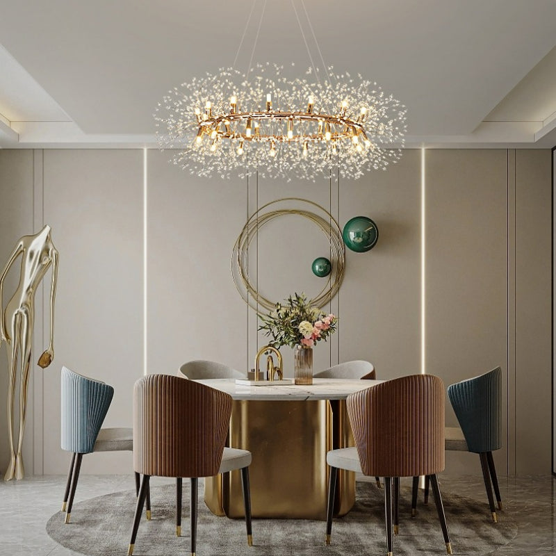 Keritun Modern Dandelion LED Pendant Light GoldCrystal Bedroom/Living Room