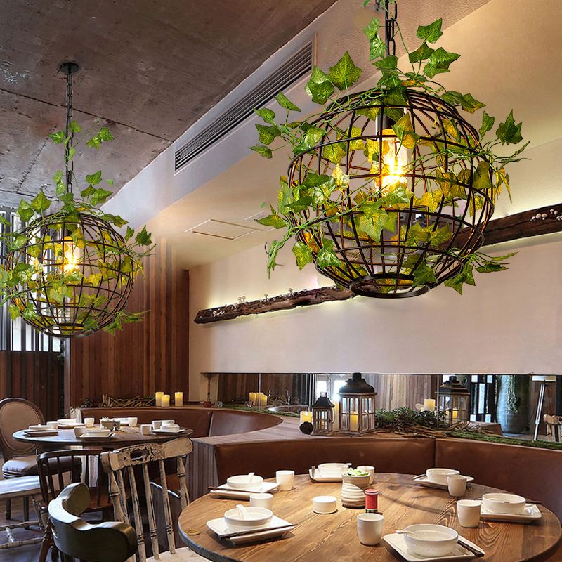 Lagutemo Rustic Plant Art Deco Globe Vine Pendant Light