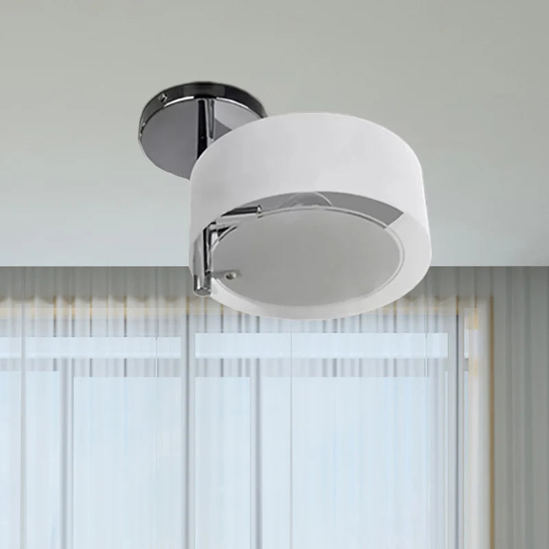 Winaredu Flush Mount Ceiling Light Glass White Modern Round Hallway