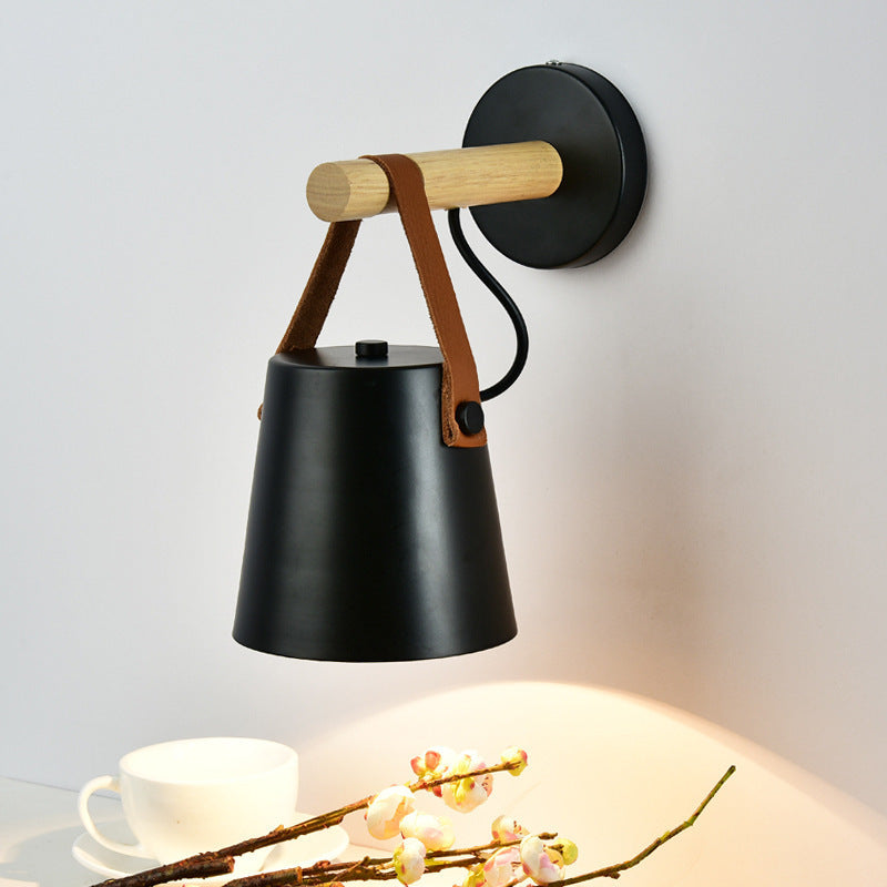 Mulavita Modern Conical Metal Wood Indoor Wall Lamp Bedroom