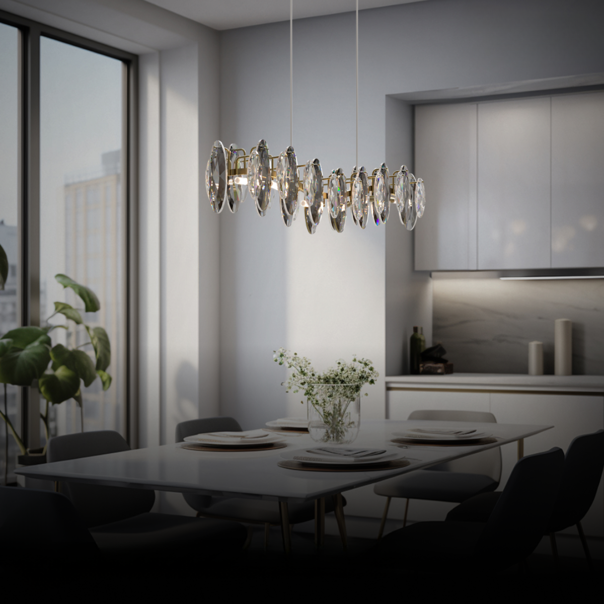 Keserir Luxurious Chandelier Crystals/Metal Gold Living Room