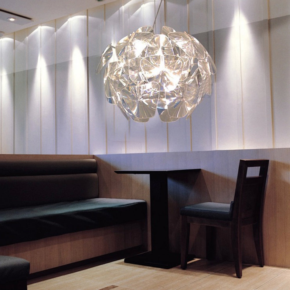Ranaden Unique Diamond Flower Metal Pendant Light, Living Room