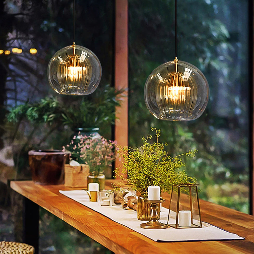 Althio Pendant Light Glass Globe Clear Amber-Neutral Decor