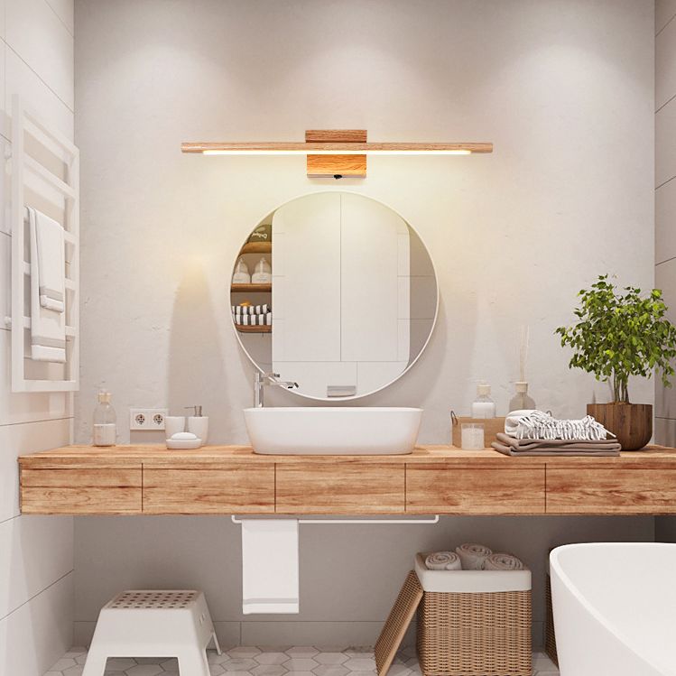 Zisolud Nature Wood Linear Mirror Front Vanity Wall Lamp