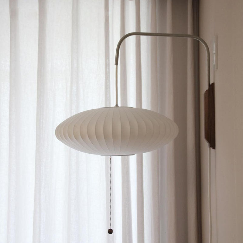 Gipepute Indoor Wall Lamp Wood Living Room Modern Fabric Round