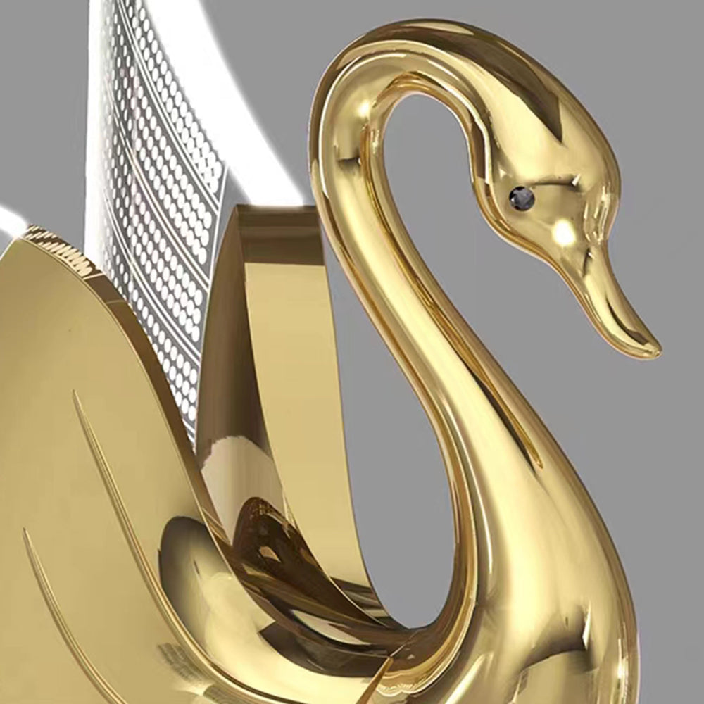 Duvebil Art Deco Swan /Metal Wall Lamp, Gold/Rose Gold