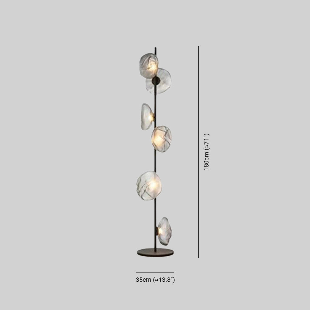 Kokatem Luxury Flower Metal/Glass Floor Lamp, Black/Gold/Grey