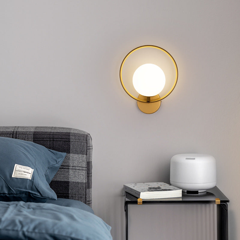 Fanabok Modern LED Indoor Wall Lamp Black/Gold Glass Bedroom Hallway