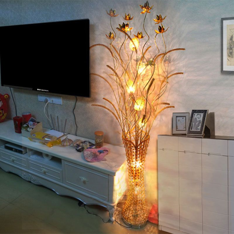 Vipomis Art Deco Vase Gold Metal Floor Lamp, Living Room
