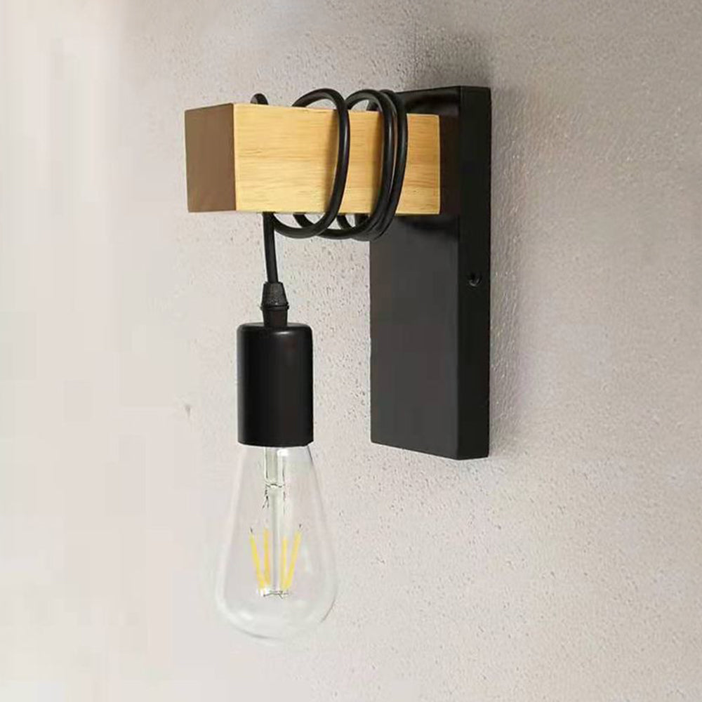 Lupanes Wall Lamp Bulb Industrial, Metal, Black/White, Living Room