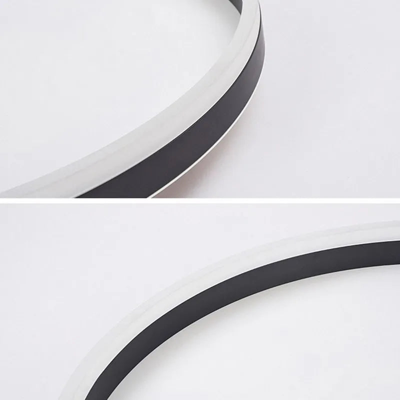 Dunomut Minimalist Ring Metal Flush Mount Ceiling Light, Black
