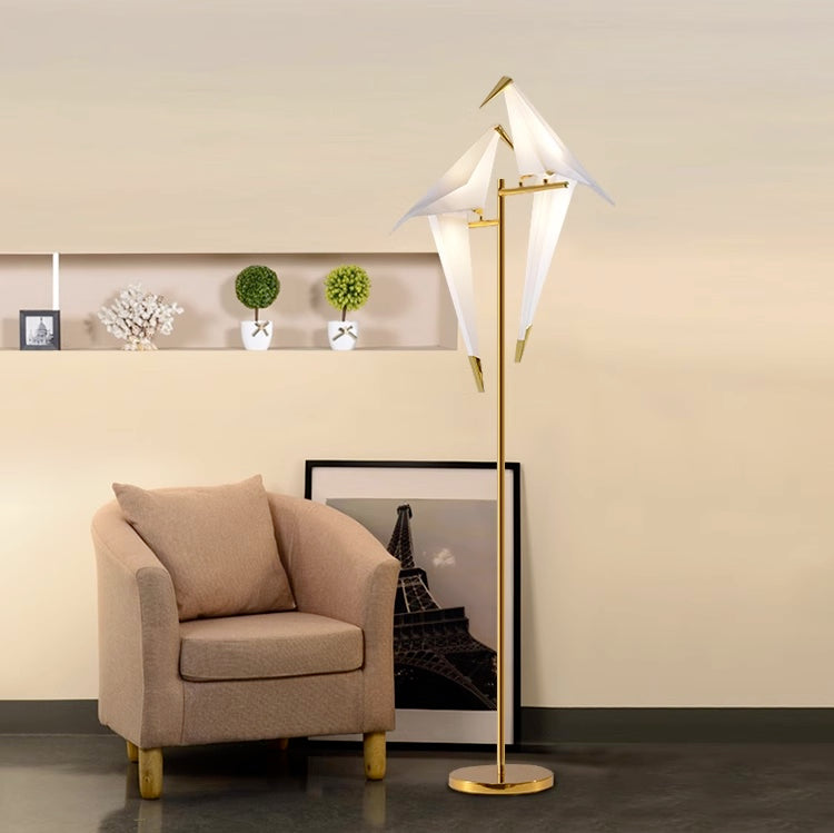 Merenar Nordic Bird Table /Floor Lamp, Gold, 1/2/3 Light