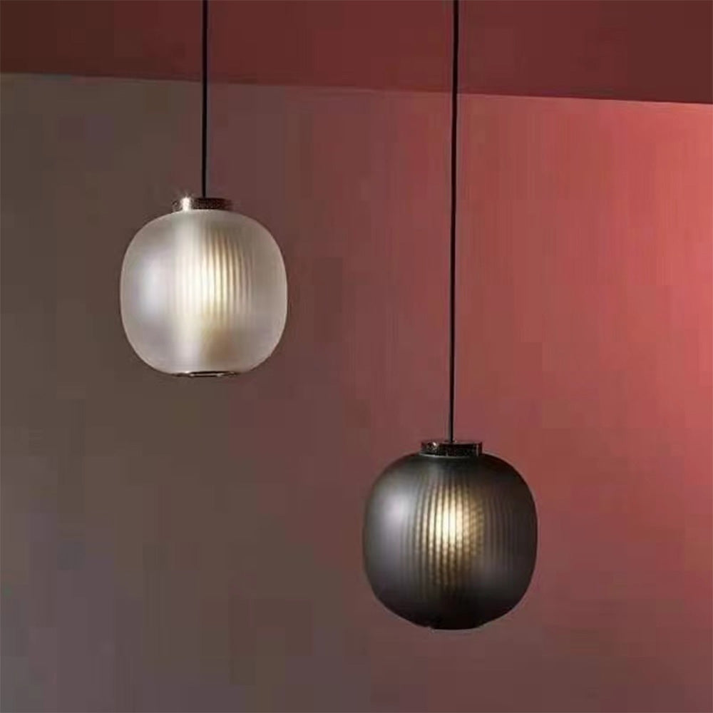 Mitebod Frosted Glass Cylinder Pendant Light, Sandy White/Grey, Metal/Glass