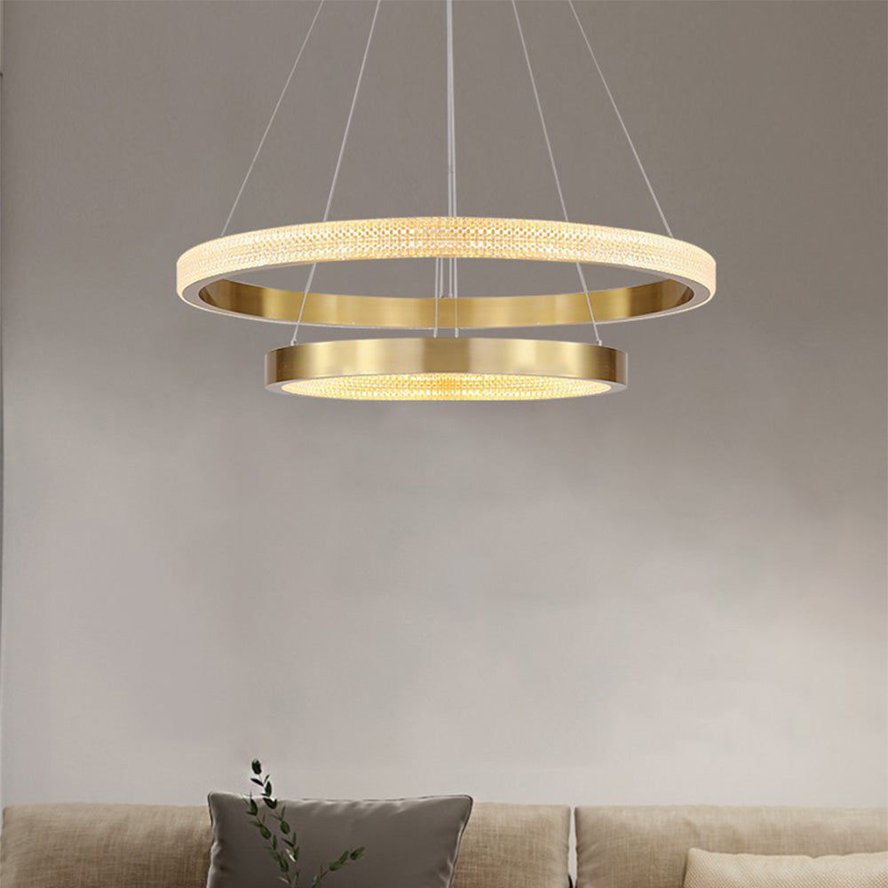 Seposik Modern Ring Metal/Arcylic LED Pendant Light, Black/Gold