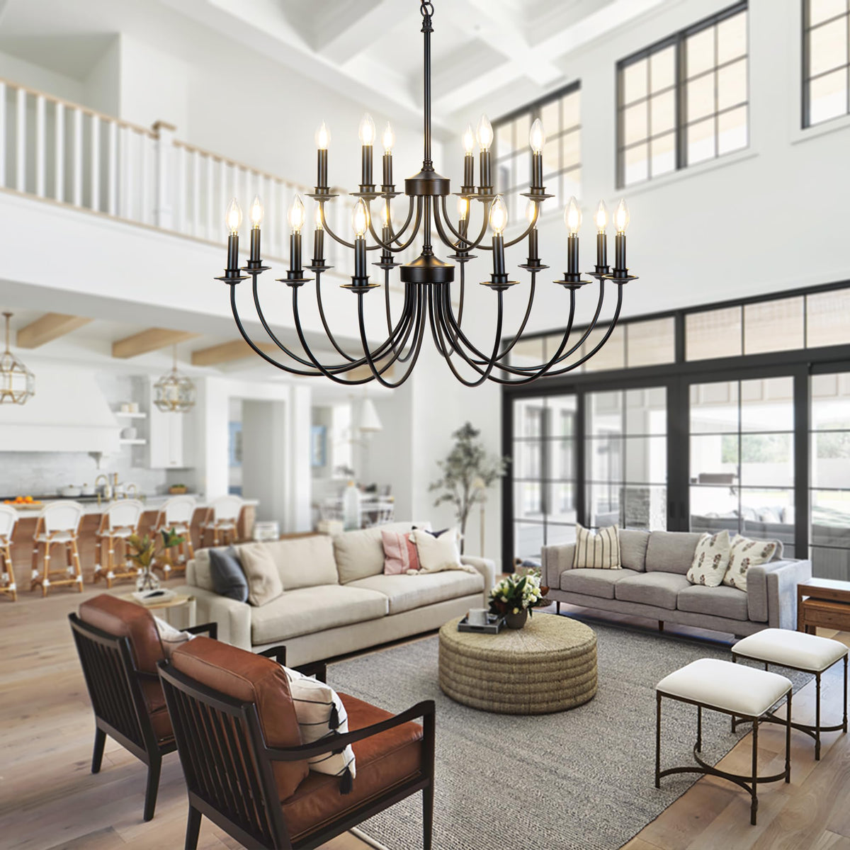 Gamopor LED Chandelier Black Metal Bedroom Living Room Ding Room