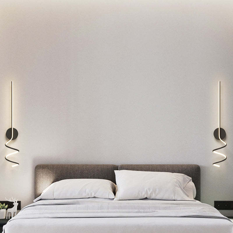 Kipenan Modern LED Art Interior Wall Light Spiral, Black & White