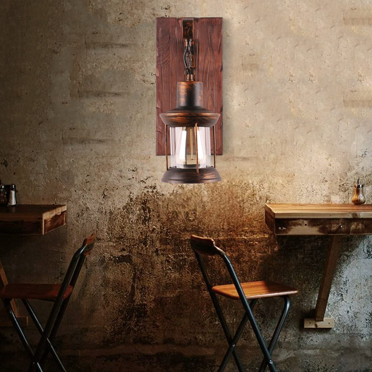 Nisovak Vintage Lantern Metal Classic Industrial Wall Lamp