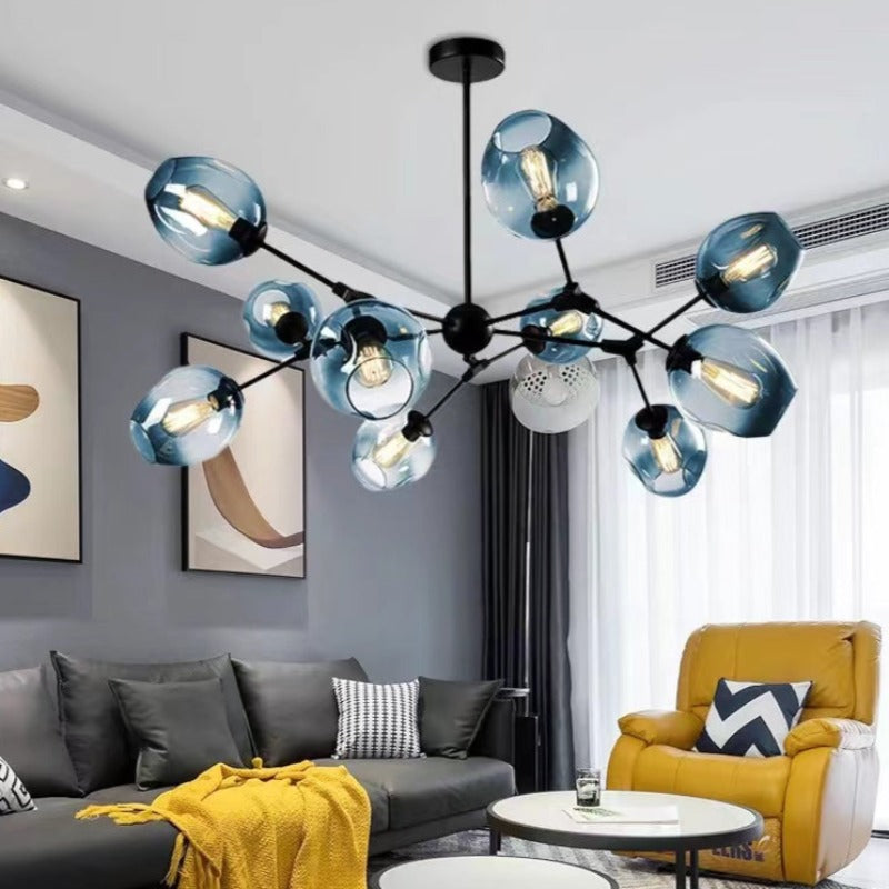 Pobibem Modern Bubble Metal Pendant Light, Black/Gold