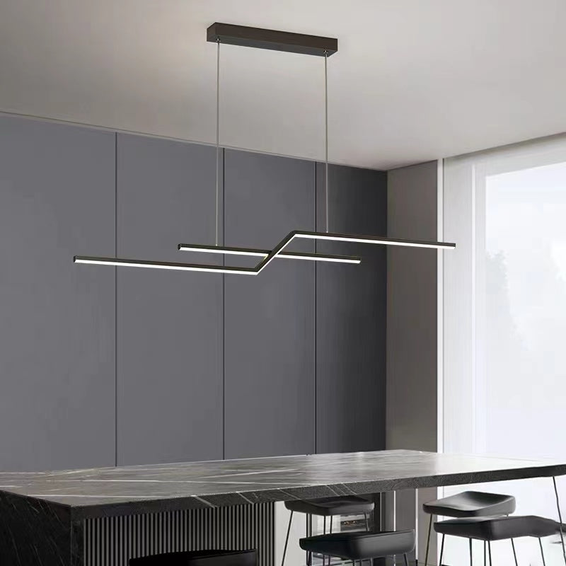 Valiner Parallel Fold Linear Pendant Light, Black/Gold, Living Room