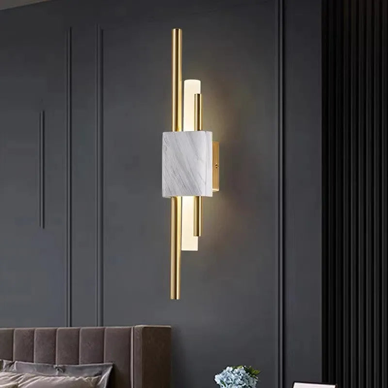 Zebigen Modern Metal/Marble LED Wall Lamp