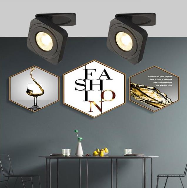 Copebul Modern Adjustable Square Ceiling Light Spotlight, Black/White