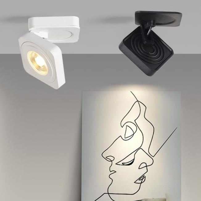 Copebul Modern Adjustable Square Ceiling Light Spotlight, Black/White