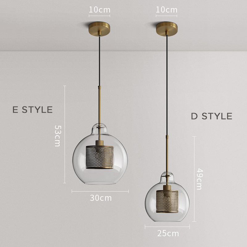 Nerel Contemporary Golden Pendant Light, Glass, Globe/Cylindric-Neutral Decor