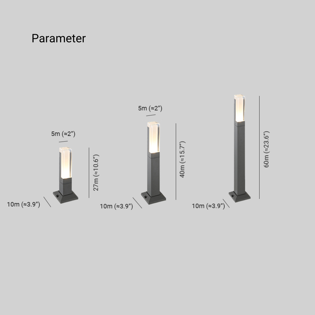 Tobovan Modern Rectangular Column Solar Outdoor Path Light, Black