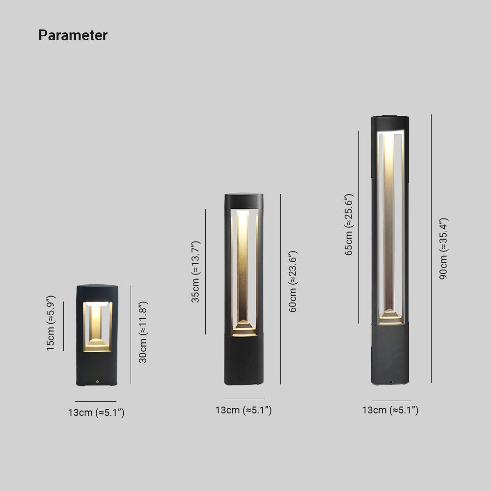 Hikevus Contemporary Metal Triangular Hollow Outdoor Path Light, Black