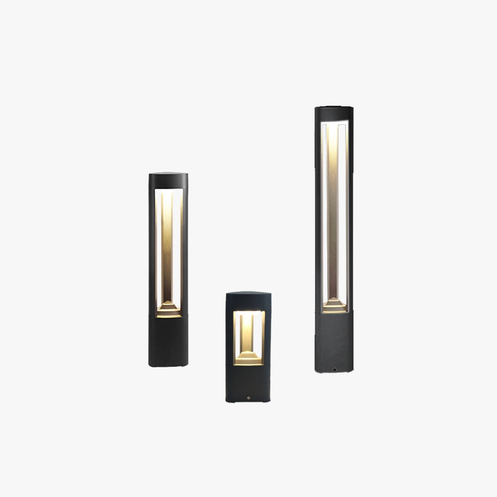 Hikevus Contemporary Metal Triangular Hollow Outdoor Path Light, Black