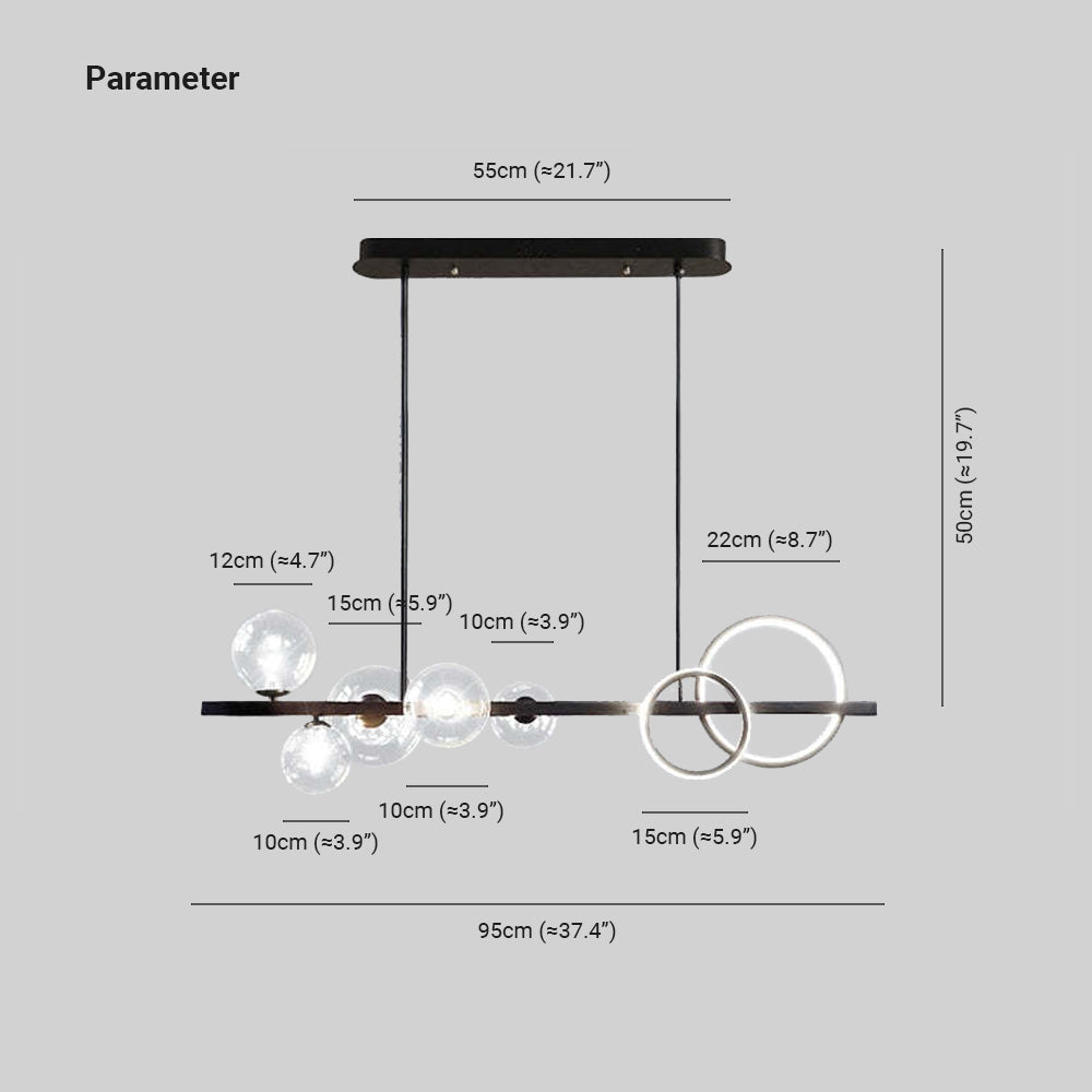 Nisupon Pendant Light Bubble Circle Modern Black/Gold, Bedroom