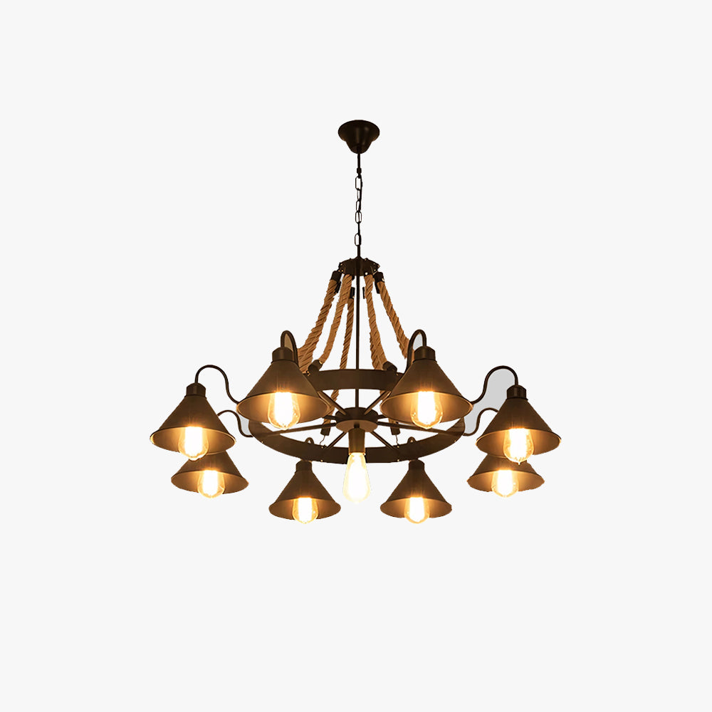 Jopabek Vintage Industrial Rope Chandelier Living Room