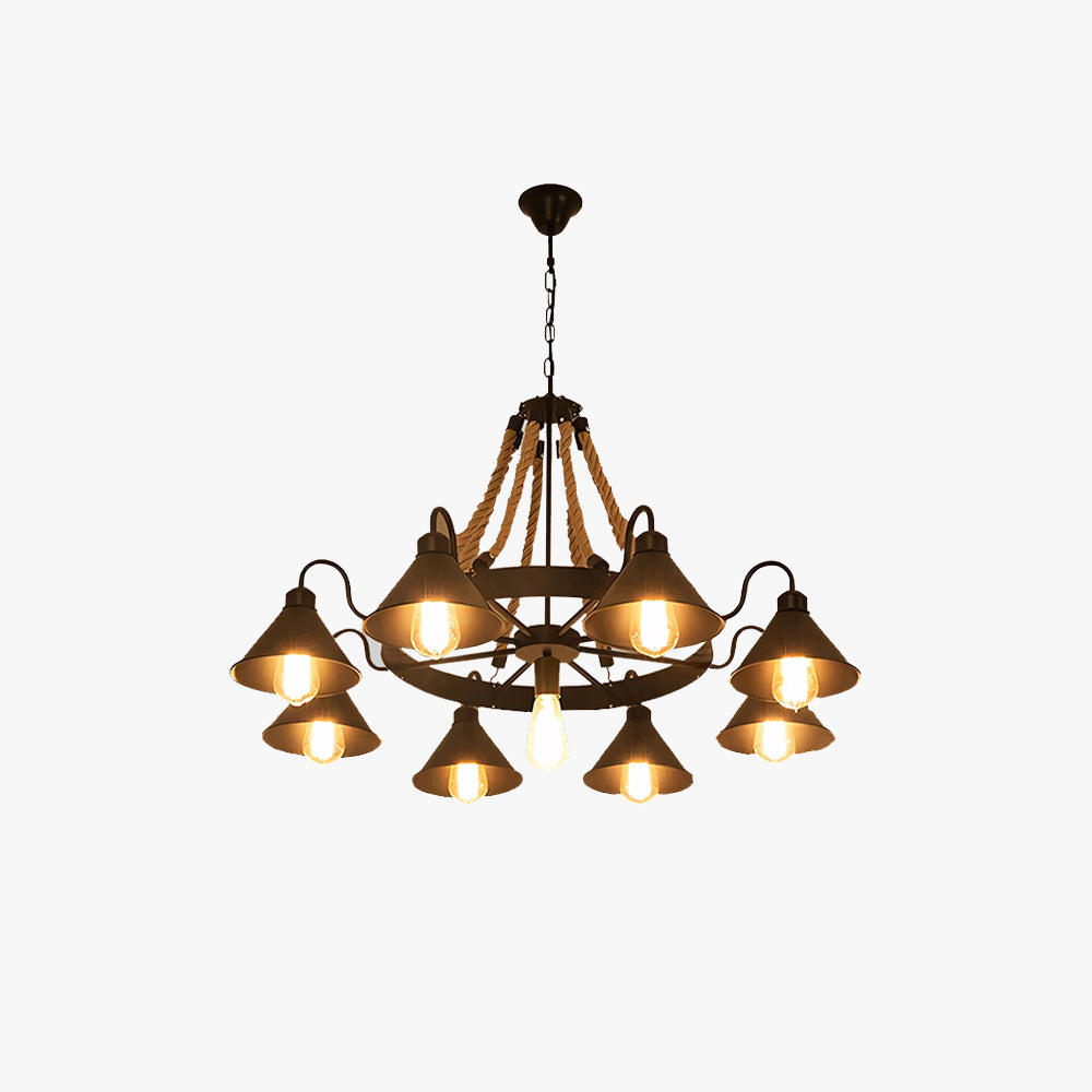 Jopabek Vintage Industrial Rope Chandelier Living Room