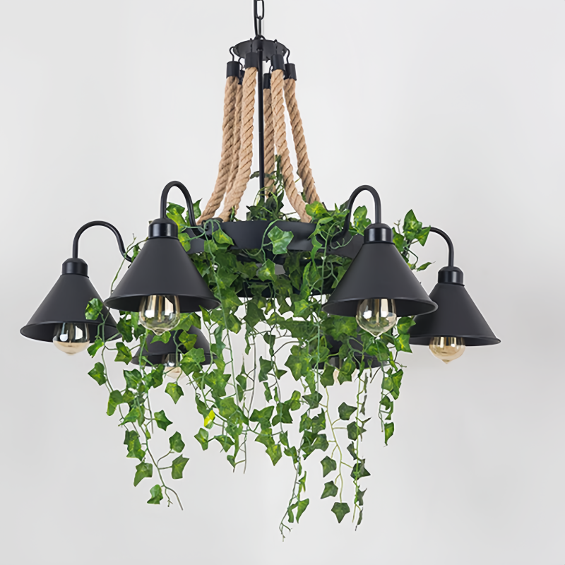 Fumupot Retro LED Chandelier Black Metal Restaurant/Bar/Living Room
