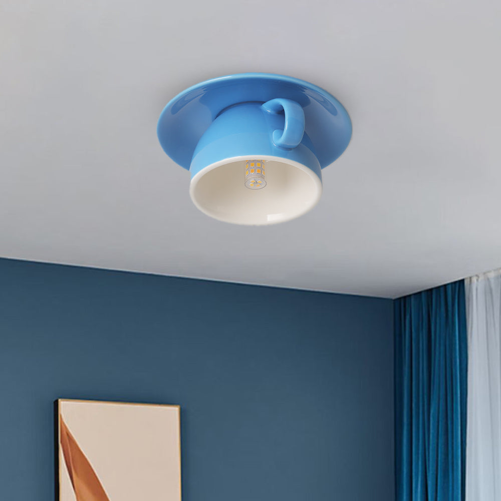 Rulenero Modern Coffee Cups Ceramic Flush Ceiling Lighting