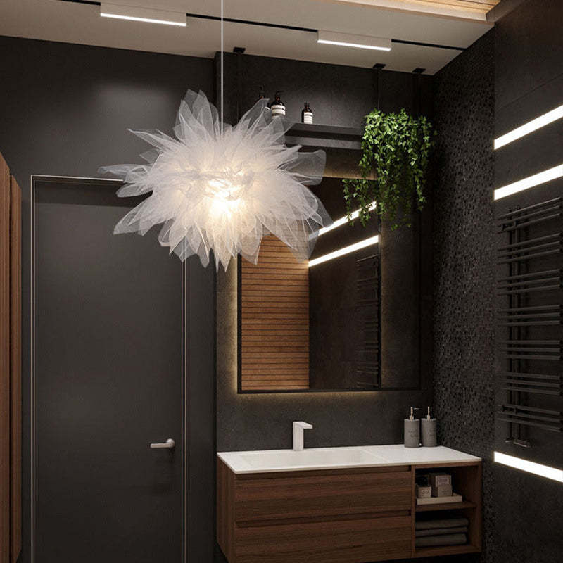 Sonanem Modern Flower Fabric Pendant Light, Bedroom, White