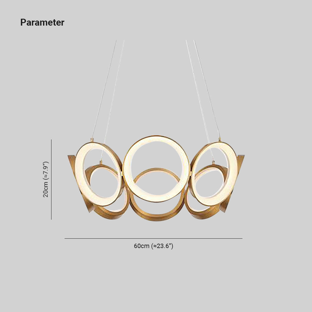 Sapikot Luxury Ring Metal Pendant Light, Gold